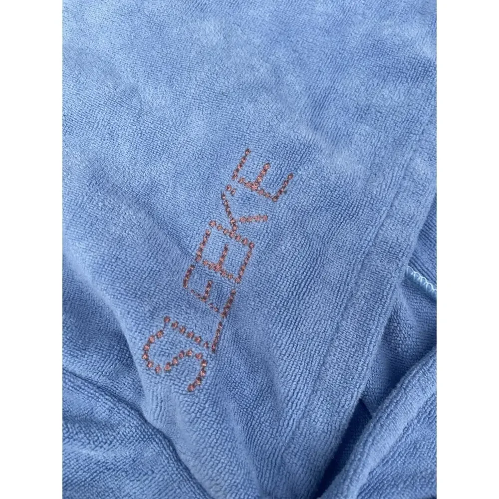 Sleeke Microfiber Hair Drying Towel Wrap Blue Quick Dry Button Cap Soft